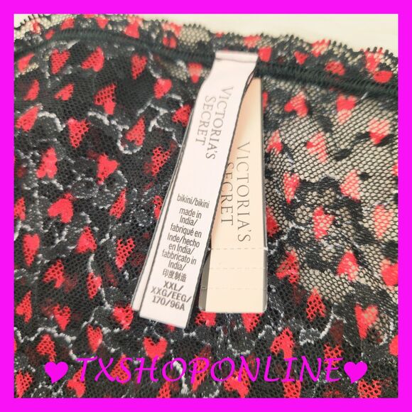 💗👙Victoria's Secret Red Hearts Black Lace Bikini Panties👙💗 - Picture 4 of 5